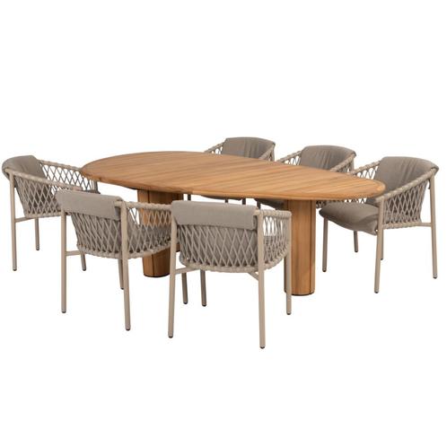 Corsica Allora dining tuinset 240x130xH75 cm 7-delig pebble, Tuin en Terras, Tuinsets en Loungesets, Nieuw, Ophalen of Verzenden