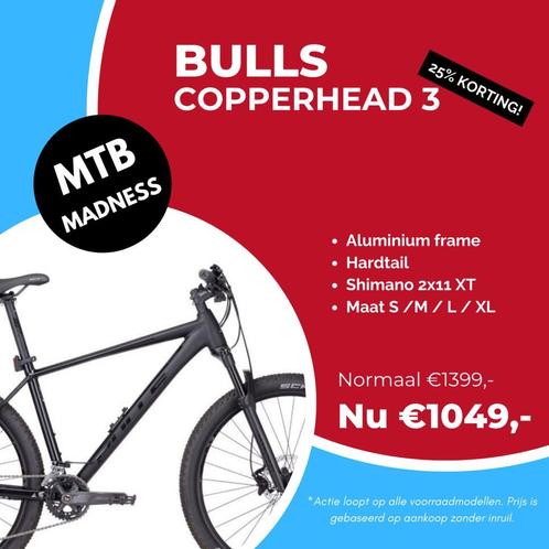 Bulls Copperhead 3 MTB hardtail van €1399,- Nu voor €1049,-, Fietsen en Brommers, Fietsen | Mountainbikes en ATB, Nieuw, Ophalen of Verzenden