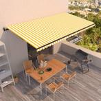vidaXL Luifel automatisch uittrekbaar 600x350 cm geel en wit, Tuin en Terras, Verzenden, Nieuw