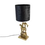 Vintage tafellamp goud stoffen kap zwart 25 cm - Animal Dier, Nieuw, Overige materialen, Oosters, 50 tot 75 cm