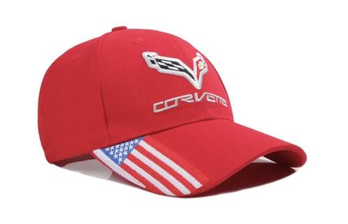 Baseball cap rood Corvette logo and american flag, Auto-onderdelen, Overige Auto-onderdelen, Nieuw, Ophalen of Verzenden