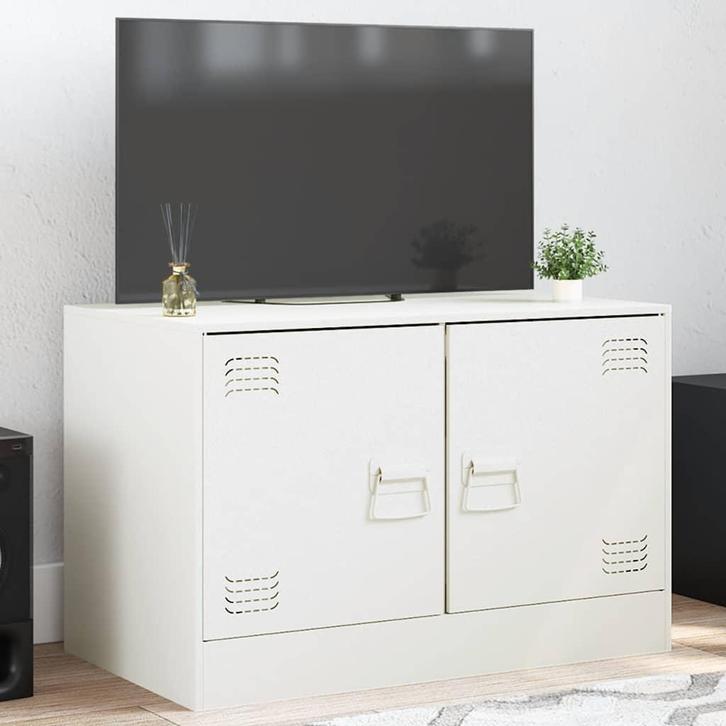 vidaXL Tv-meubel 67x39x44 cm staal wit, Huis en Inrichting, Kasten | Televisiemeubels, Nieuw, Metaal, Verzenden