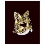 Luxueus masker baroque kat wit - Venetiaanse maskers, Verzenden, Nieuw