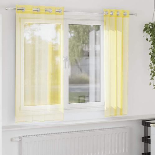 vidaXL Gordijnen voile met doorvoertules 2 st geel, Huis en Inrichting, Stoffering | Gordijnen en Lamellen, Nieuw, Verzenden