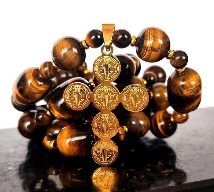 Oog van de Tijger - Ketting - Katholiek - Sint-Benoëskruis -, Antiek en Kunst, Antiek | Boeken en Bijbels