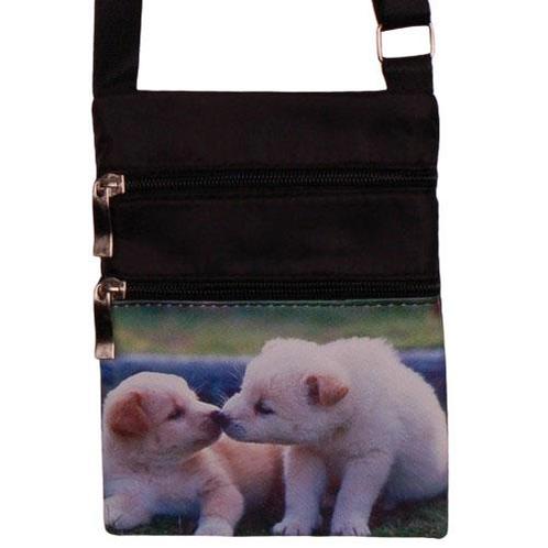 Schoudertasje - Schattige Puppies Honden - Zwart - Verstelba, Sieraden, Tassen en Uiterlijk, Tassen | Schoudertassen, Zwart, Nieuw