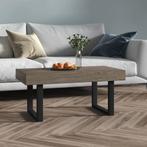 vidaXL Salontafel 90x45x40 cm MDF en ijzer grijs en zwart, Overige materialen, Minder dan 50 cm, 50 tot 100 cm, Verzenden