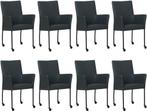 Set van 8 Donkerblauwe leren moderne eetkamerstoelen - Herme, Huis en Inrichting, Stoelen, Overige kleuren, Nieuw, Leer, Ophalen of Verzenden