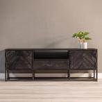 Tv-meubel Mangohout Kjeld 145 Zwart, 100 tot 150 cm, Verzenden, Nieuw, Minder dan 100 cm