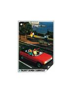 1983 TALBOT SAMBA CABRIOLET BROCHURE NEDERLANDS, Nieuw, Author