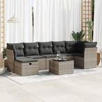 vidaXL 8-delige Loungeset met kussens poly rattan grijs, Nieuw, Loungeset, 7 zitplaatsen, Verzenden