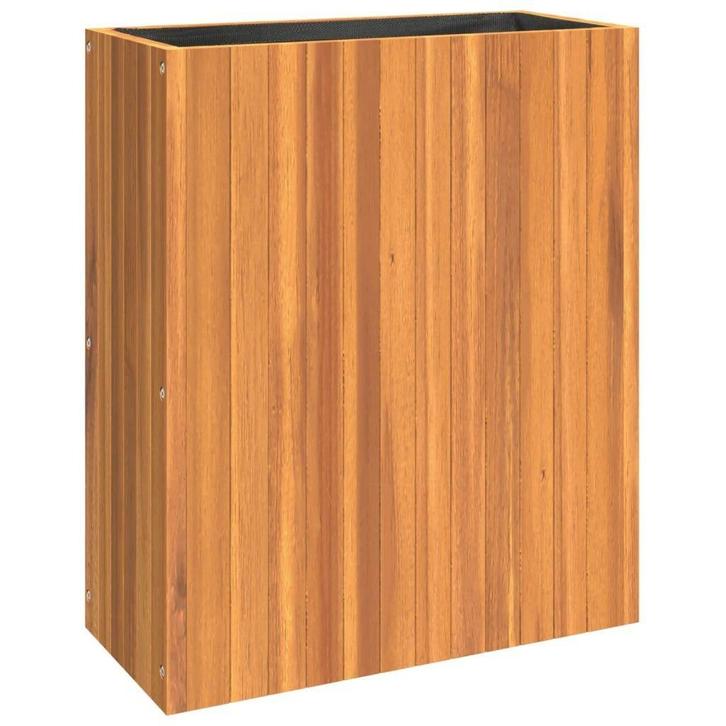 Massief acacia plantenbak 59x70cm | Retourdeal | Bespaar 61%, Tuin en Terras, Bloembakken en Plantenbakken, 60 cm of meer, Minder dan 60 cm