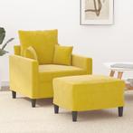 vidaXL Fauteuil met voetenbank 60 cm fluweel geel, Eenpersoons, Verzenden, Nieuw, Minder dan 150 cm