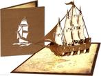 Schitterend 3D Zeilschip met landkaart pop-up kaart, Nieuw, Verzenden