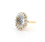 Zonder Minimumprijs - Ring - 9 kt. Geel goud, Zilver Topaas, Sieraden, Tassen en Uiterlijk, Ringen, Nieuw