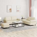 vidaXL 3-delige Loungeset met kussens kunstleer crème, Huis en Inrichting, Verzenden, Nieuw, Vierpersoons of meer, Leer