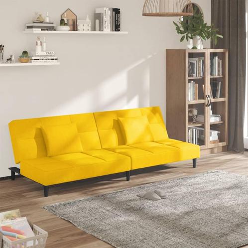 vidaXL Slaapbank 2-zits met 2 kussens fluweel geel, Huis en Inrichting, Banken | Bankstellen, Nieuw, Stof, Tweepersoons, Verzenden