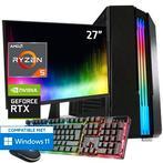 Ryzen 5 + RTX 3060 Game PC Set met Monitor Toetsenbord Muis, Nieuw
