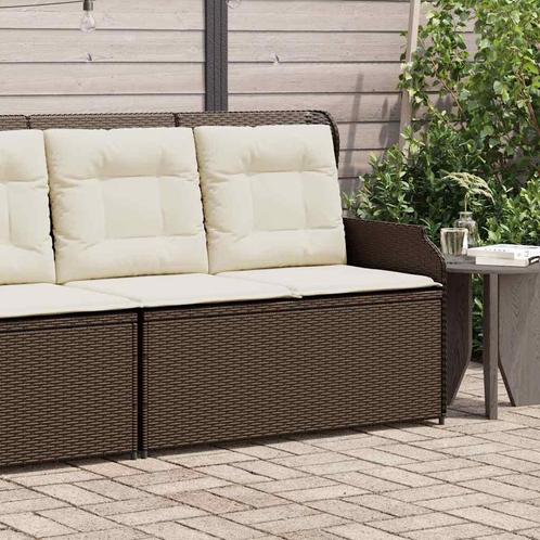 vidaXL Tuinbankje verstelbaar met kussens poly rattan bruin, Tuin en Terras, Tuinsets en Loungesets, Nieuw, Rotan, Verzenden