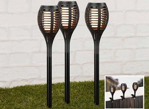 HI Solar led tuinlampen met vuursimulatie - 3 stuks, Huis en Inrichting, Lampen | Overige, Nieuw, Verzenden