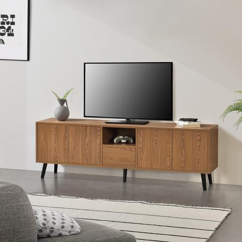 TV meubel Hedemora druk en open 140x30x45,5 cm houtkleurig, Huis en Inrichting, Kasten | Televisiemeubels, Nieuw, Verzenden