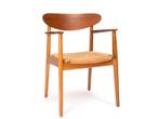 Vintage Mid-Century Deense stoel met papercord zitting, Gebruikt, Hout, Ophalen of Verzenden, Mid-Century Vintage