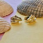 Bicolor gouden oorstekers met zirconia (witgoud, oorbellen), Sieraden, Tassen en Uiterlijk, Oorbellen, Gebruikt, Overige kleuren