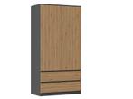 kledingkasten antraciet met eiken kleur (Slaapkamer), Verzenden, Nieuw, 50 tot 100 cm, 150 tot 200 cm