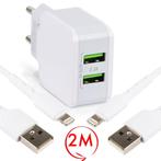 Snellader met Dubbele USB Poort met 2x iPhone Kabel 2 Meter, Ophalen of Verzenden, Nieuw