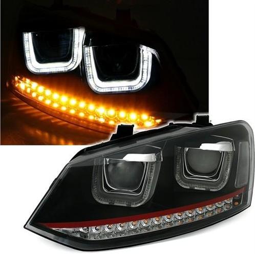 Koplampen VW Polo 6R / 6C 09- DRL Dynamic Zwart/Rood, Auto-onderdelen, Overige Auto-onderdelen, Ophalen of Verzenden