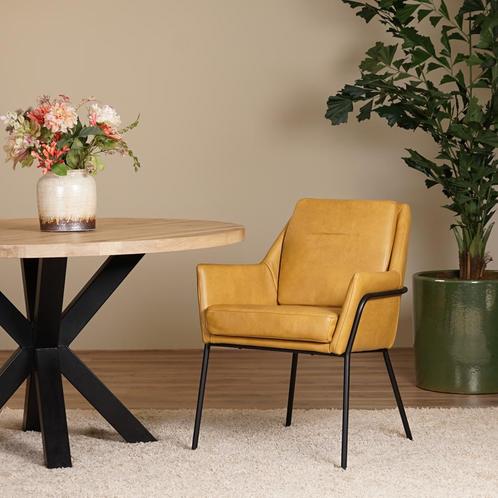 Cognac leren industriële design eetkamerstoel - Granada leer, Huis en Inrichting, Stoelen, Eén, Overige kleuren, Nieuw, Leer, Ophalen of Verzenden