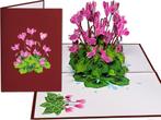 Cyclamen roze bloemen pop-up kaart, Verzenden, Nieuw