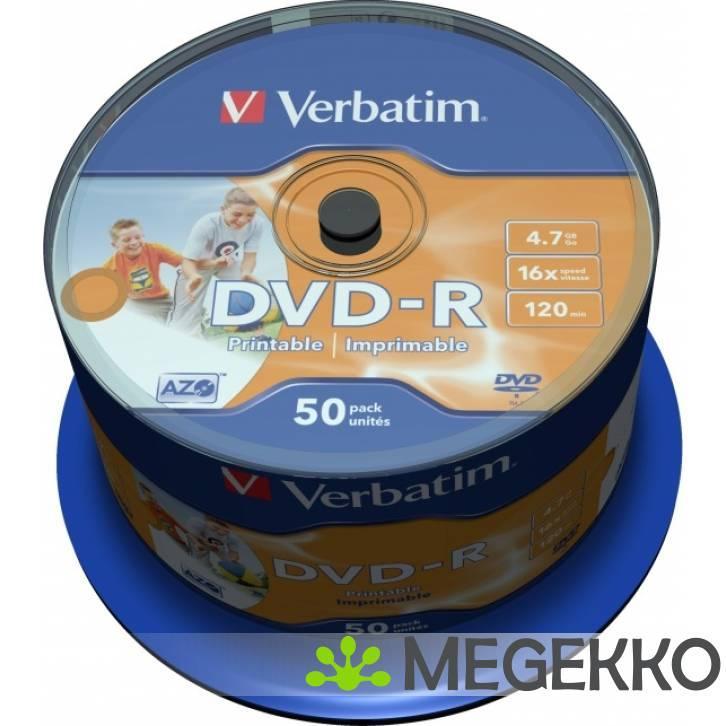 Verbatim DVD-R 16X 50st. Cakebox Printable, Computers en Software, Overige Computers en Software, Nieuw, Verzenden