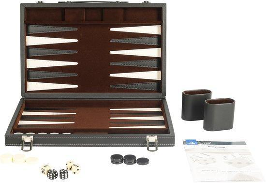 Backgammon ingelegd 38 x 24 cm zwart (Bordspellen & Puzzels), Hobby en Vrije tijd, Gezelschapsspellen | Bordspellen, Nieuw, Verzenden