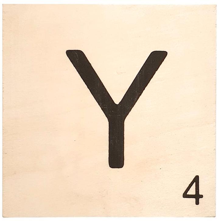 Houten Bordje 10x10x0.5cm - Y - Zwarte Letter/Woordwaarde -, Huis en Inrichting, Woonaccessoires | Wanddecoraties, Nieuw, Ophalen of Verzenden