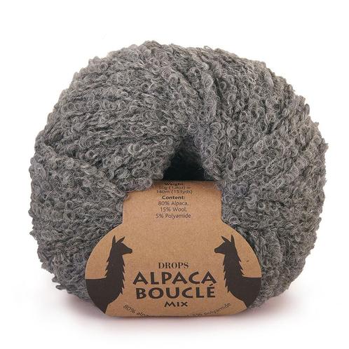 DROPS Alpaca Bouclé Mix - 0517 grijs - Wol Garen, Hobby en Vrije tijd, Breien en Haken, Ophalen of Verzenden