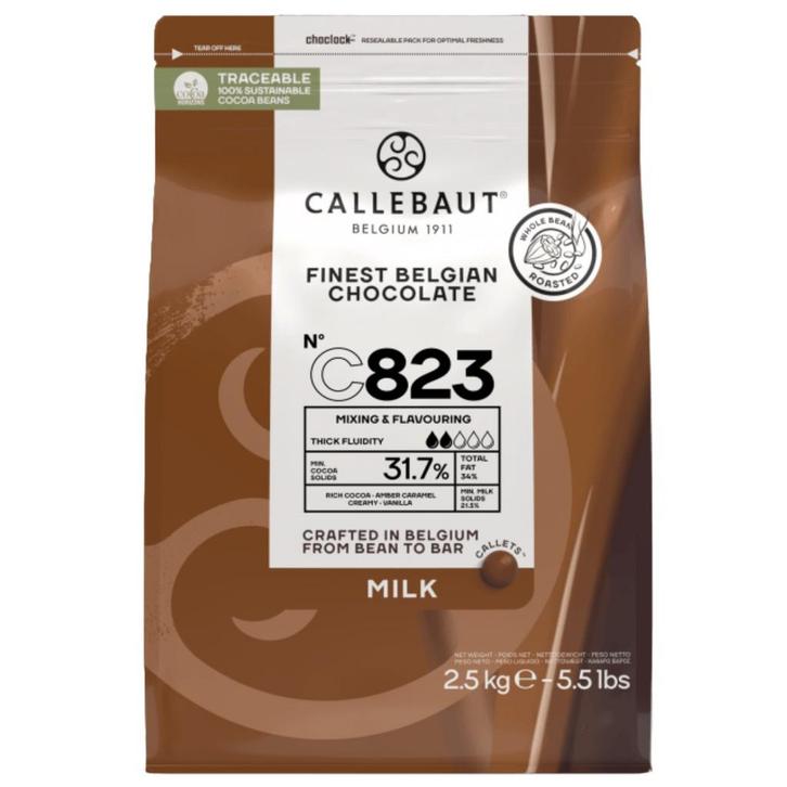 Callebaut Chocolade Callets Melk (C823) 2,5kg, Hobby en Vrije tijd, Taarten en Cupcakes maken, Nieuw, Verzenden