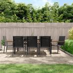 vidaXL 9-delige Tuinset textileen en staal zwart, Tuin en Terras, Tuinsets en Loungesets, Verzenden, Nieuw, 8 zitplaatsen, Rvs