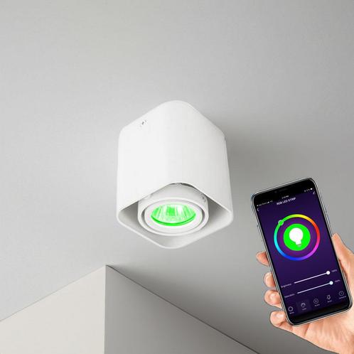 Smart Tuya LED opbouwspot Wit Kantelbaar IP20 Incl. Wi-Fi, Huis en Inrichting, Lampen | Spots, Metaal of Aluminium, Ophalen of Verzenden