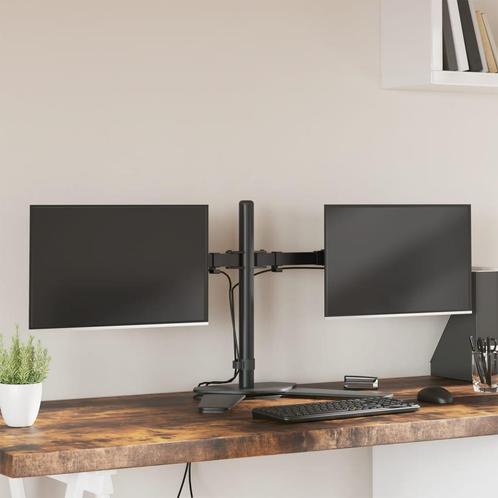 vidaXL Monitorstandaard dubbel VESA 75/100 mm staal zwart, Audio, Tv en Foto, Televisie-accessoires, Nieuw, Verzenden