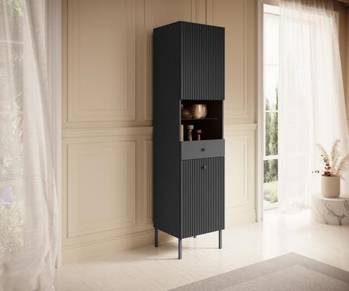Meubella Vitrinekast Vermont antraciet 45 cm, Huis en Inrichting, Kasten | Vitrinekasten, 25 tot 50 cm, Nieuw, 150 tot 200 cm