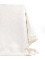 Fantastic satin fabric with cream background and white trims