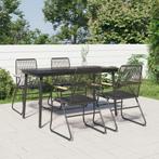 vidaXL 5-delige Tuinset PVC-rattan zwart, 4 zitplaatsen, Verzenden, Nieuw, Rvs