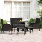 vidaXL 6-delige Loungeset met kussens poly rattan zwart, 6 zitplaatsen, Nieuw, Loungeset, Verzenden