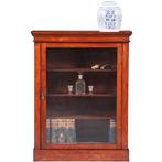 Kleine strakke notenhouten 1-deurs boekenkast of vitrine ca, Ophalen of Verzenden