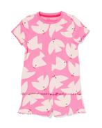 HEMA Kinder shortama rib vogel roze, Verzenden, Nieuw