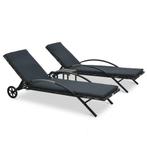 vidaXL Ligbedden met tafel poly rattan antraciet, Verzenden, Nieuw