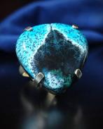 Prachtige blauwe dendritische opaal 925 zilveren ring gratis