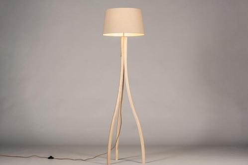 Rietveld Vloerlampen - Beige, Zand, Hout - Stof, Hout, Huis en Inrichting, Lampen | Vloerlampen, Verzenden