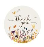 500 stickers labels rol thank you veldbloemen kraft, Ophalen of Verzenden, Nieuw